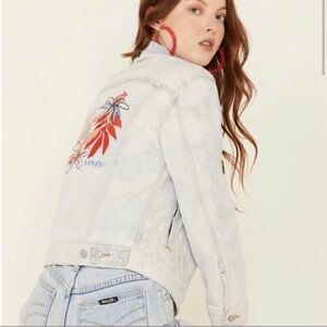 Levi's Ex Boyfriend Floral Embroidered Trucker Jacket Size XL EUC